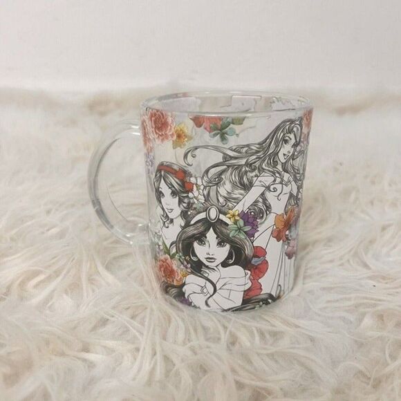 Disney Other - Disney Princesses Sketch Illustration Animators Clear Glass Mug 17.5 oz. New